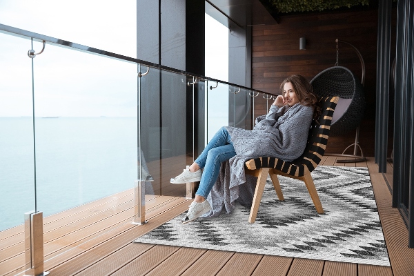 Tepih za balkon Sivi geometrijski uzorak