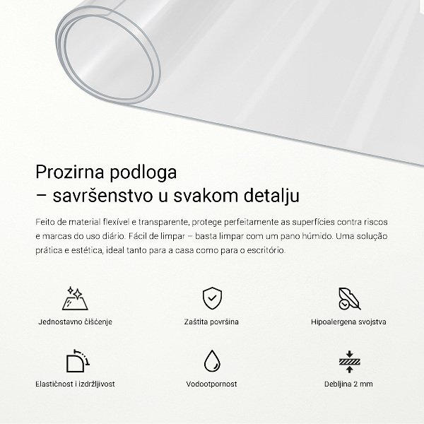 Mekano staklo za stol