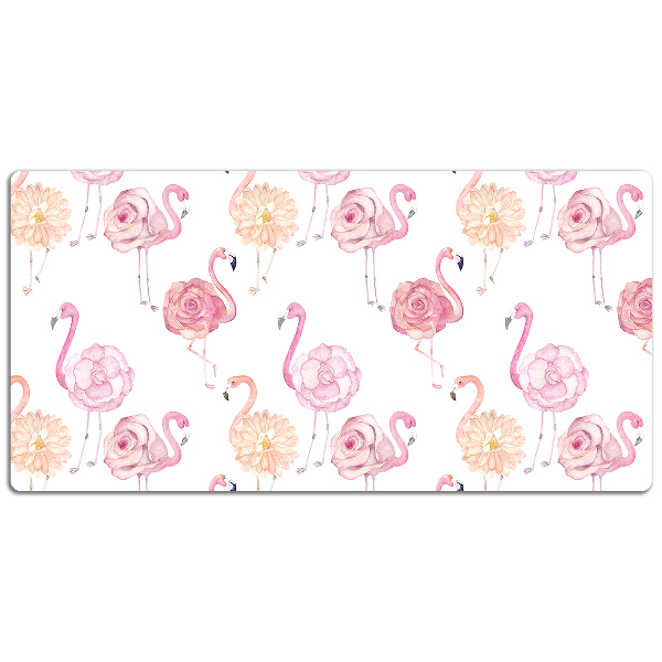 Podloga za radni stol Flamingosi i cvijeće