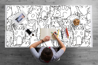 Podloga za radni stol Doodle stil mačaka