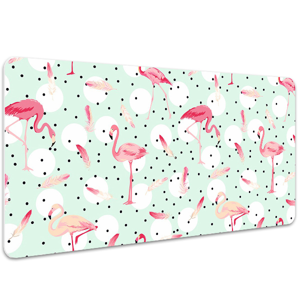 Podloga za radni stol Flamingosi i točkice