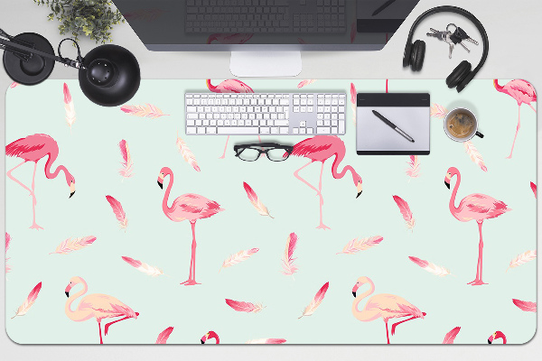 Podloga za radni stol Flamingosi i perje