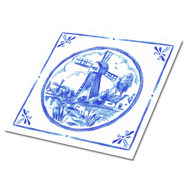 Samoljepljive vinil pločice Vjetrenjača u stilu Azulejos